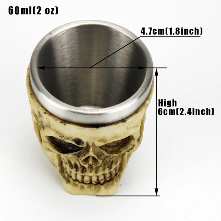 3D Skull Cup Mugs Style Contain Skull Viking Pirate Gothic White Spirit Whiskey Juice Mugs BEST Birthday Halloween Gift