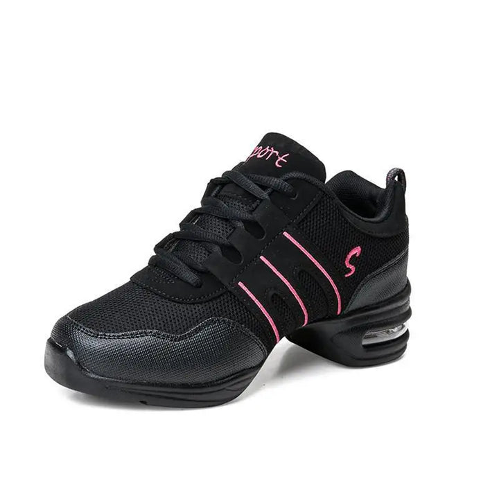 Women's Jazz Dance Sneakers Hip Hop Red White Breathable Soft Sole Comfortable Flexible Dance Sport Shoes J-002 DIY