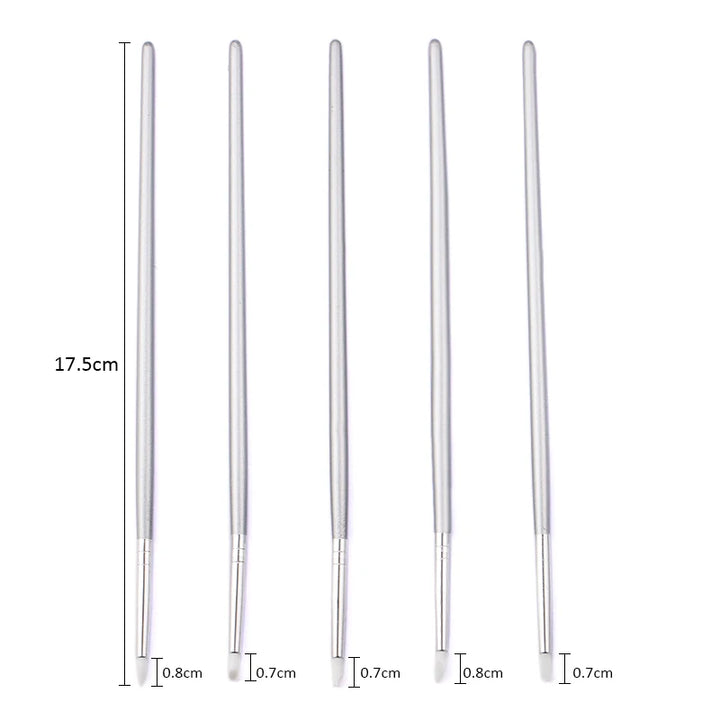5 Pcs Silicone Nail Brush Carving Emboss Hollow Pottery Sculpture UV Gel Shaping Silicone Brushes For Modeling Nail Art DIY Tool