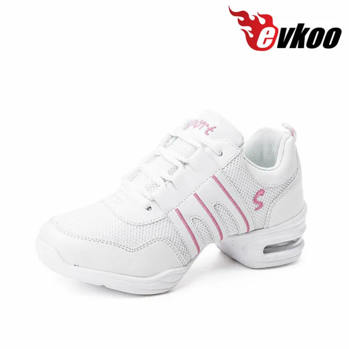 Women's Jazz Dance Sneakers Hip Hop Red White Breathable Soft Sole Comfortable Flexible Dance Sport Shoes J-002 DIY
