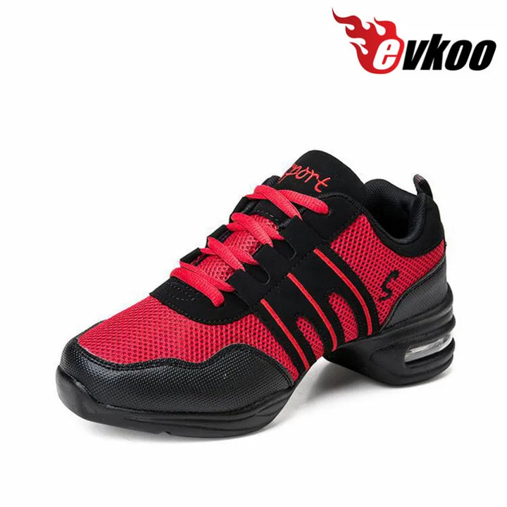 Women's Jazz Dance Sneakers Hip Hop Red White Breathable Soft Sole Comfortable Flexible Dance Sport Shoes J-002 DIY
