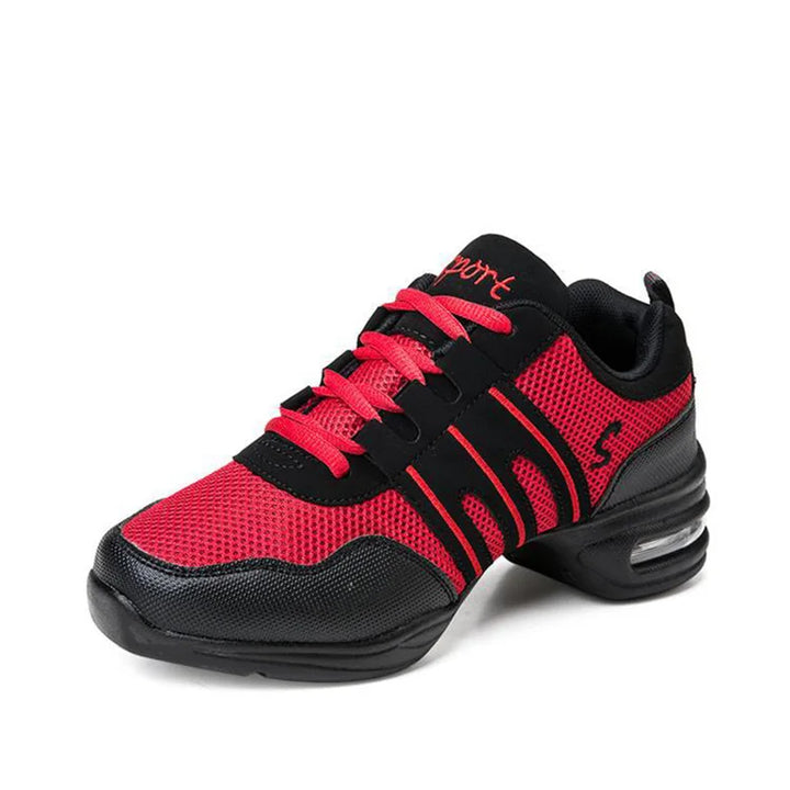 Women's Jazz Dance Sneakers Hip Hop Red White Breathable Soft Sole Comfortable Flexible Dance Sport Shoes J-002 DIY