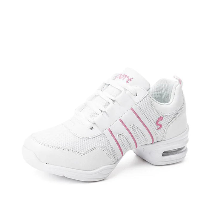 Women's Jazz Dance Sneakers Hip Hop Red White Breathable Soft Sole Comfortable Flexible Dance Sport Shoes J-002 DIY