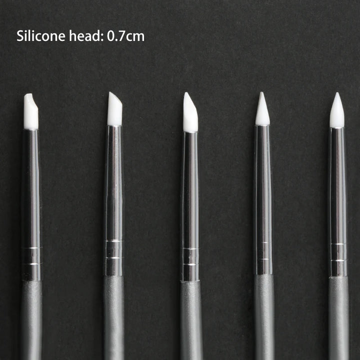 5 Pcs Silicone Nail Brush Carving Emboss Hollow Pottery Sculpture UV Gel Shaping Silicone Brushes For Modeling Nail Art DIY Tool