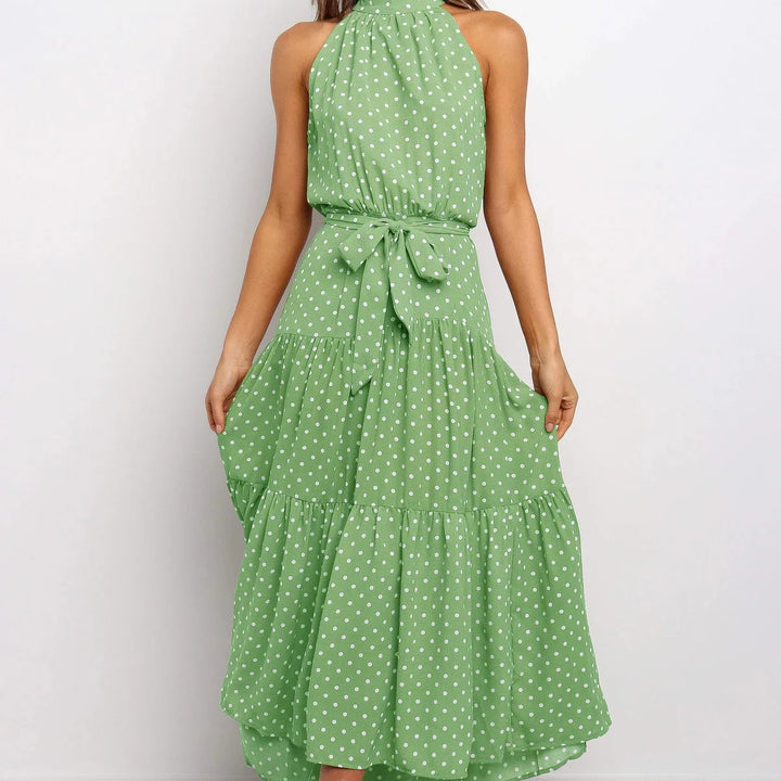 Long Dress Polka Dot Casual Dress Black Sexy Halter Clothes For Women