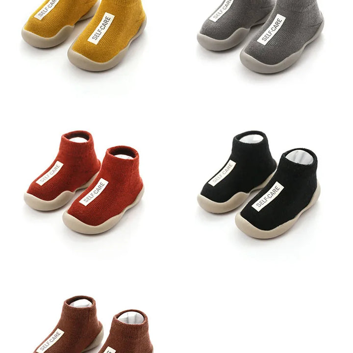 Baby Shoes Toddler First Walkers Infant Boys Girls Kids Rubber Soft Non-Slip Sole Floor Barefoot Casual Shoes Knit Booties