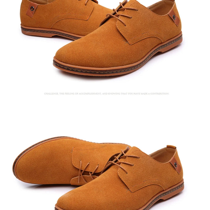 Spring Suede Leather Men Shoes Oxford Casual Shoes Classic Sneakers Comfortable Footwear Dress Shoes Large Size Flats
