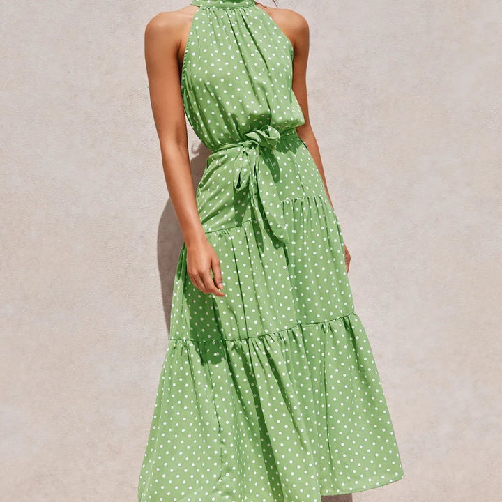 Long Dress Polka Dot Casual Dress Black Sexy Halter Clothes For Women