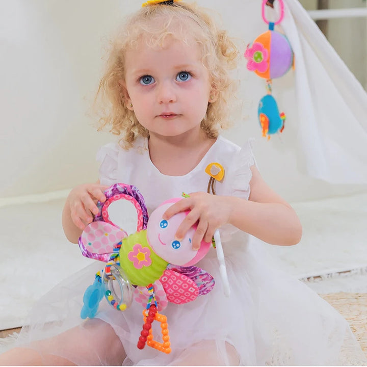 Soft Animal Handbells Rattles Butterfly Rabbit Duck Plush Infant Baby Development Handle Toys Hot Selling WIth Teether Baby Toy