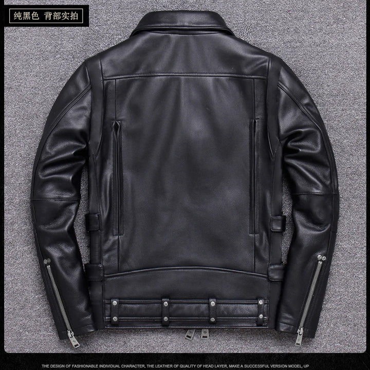 Mauroicardi Spring Black Pu Leather Motorcycle Jacket for Men Style Long Sleeve Zipper Pockets Mens Leather Jackets and Coats