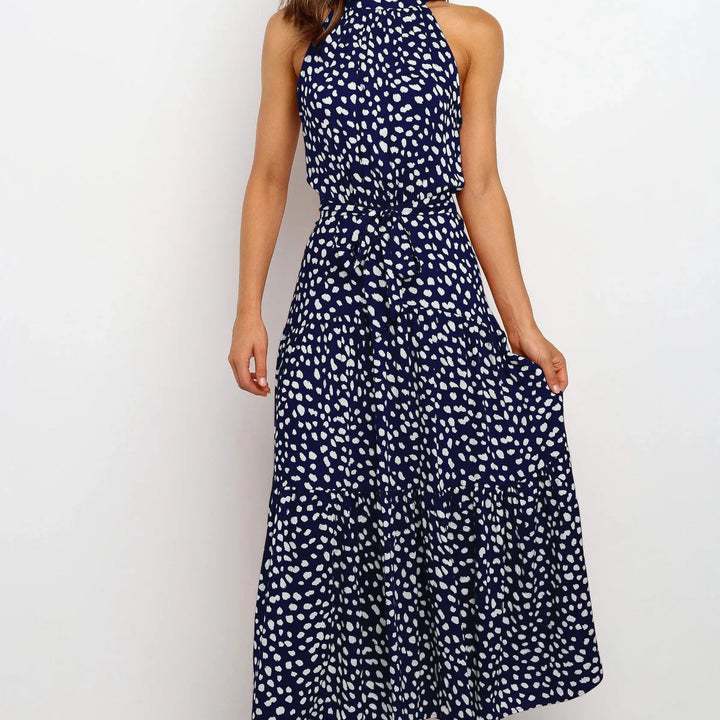 Long Dress Polka Dot Casual Dress Black Sexy Halter Clothes For Women