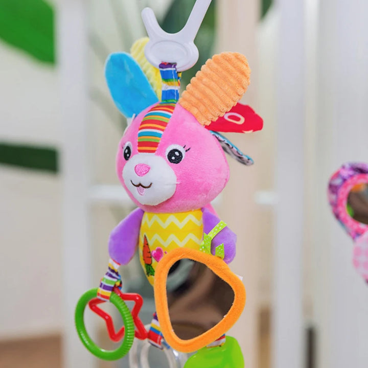 Soft Animal Handbells Rattles Butterfly Rabbit Duck Plush Infant Baby Development Handle Toys Hot Selling WIth Teether Baby Toy