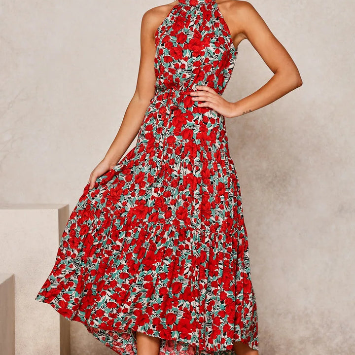 Long Dress Polka Dot Casual Dress Black Sexy Halter Clothes For Women