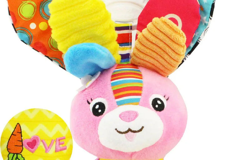 Soft Animal Handbells Rattles Butterfly Rabbit Duck Plush Infant Baby Development Handle Toys Hot Selling WIth Teether Baby Toy