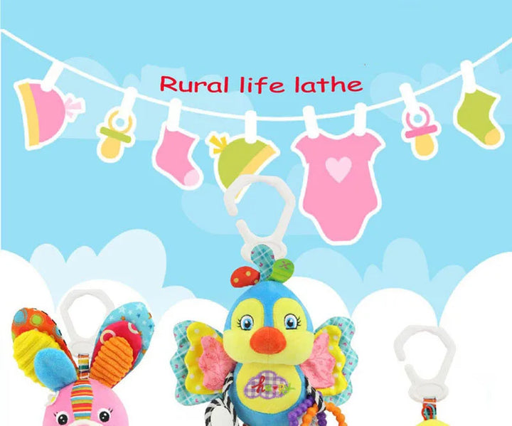 Soft Animal Handbells Rattles Butterfly Rabbit Duck Plush Infant Baby Development Handle Toys Hot Selling WIth Teether Baby Toy