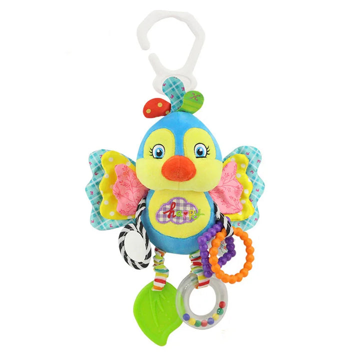 Soft Animal Handbells Rattles Butterfly Rabbit Duck Plush Infant Baby Development Handle Toys Hot Selling WIth Teether Baby Toy