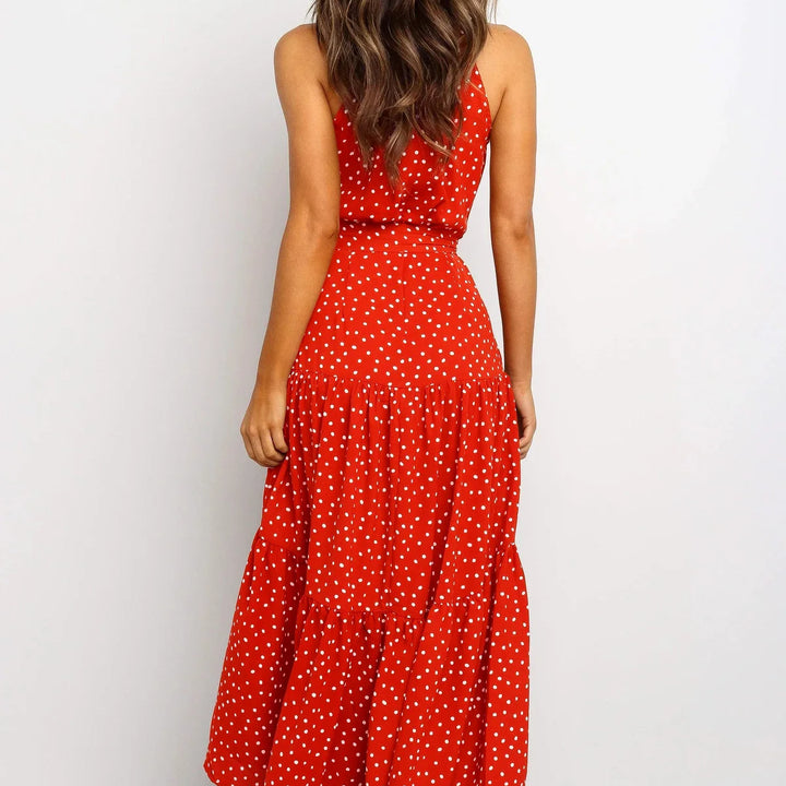 Long Dress Polka Dot Casual Dress Black Sexy Halter Clothes For Women