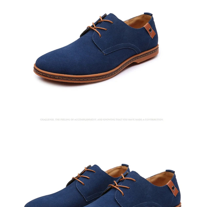 Spring Suede Leather Men Shoes Oxford Casual Shoes Classic Sneakers Comfortable Footwear Dress Shoes Large Size Flats