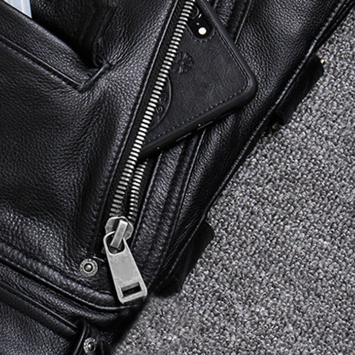 Mauroicardi Spring Black Pu Leather Motorcycle Jacket for Men Style Long Sleeve Zipper Pockets Mens Leather Jackets and Coats