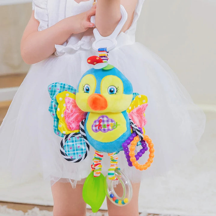 Soft Animal Handbells Rattles Butterfly Rabbit Duck Plush Infant Baby Development Handle Toys Hot Selling WIth Teether Baby Toy