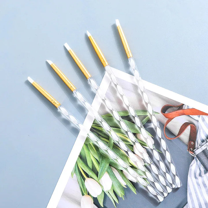 5 Pcs Silicone Nail Brush Carving Emboss Hollow Pottery Sculpture UV Gel Shaping Silicone Brushes For Modeling Nail Art DIY Tool