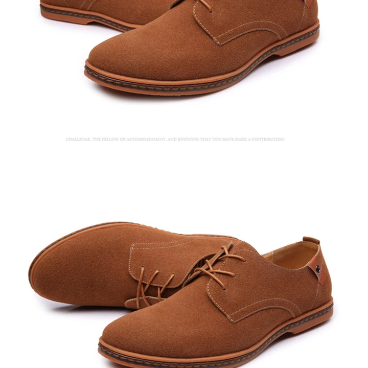 Spring Suede Leather Men Shoes Oxford Casual Shoes Classic Sneakers Comfortable Footwear Dress Shoes Large Size Flats