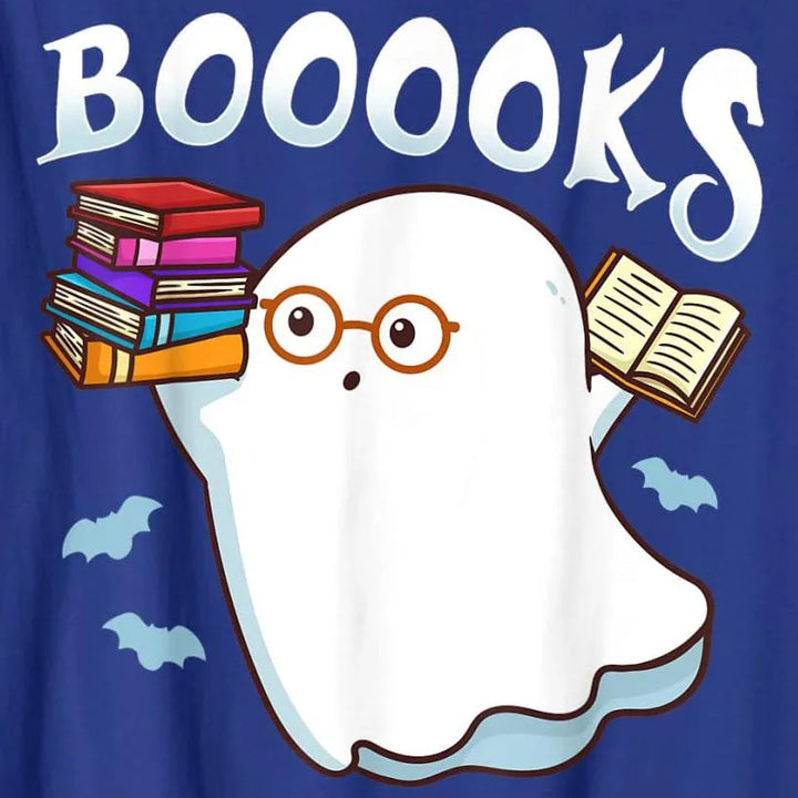 Halloween Books Librarian English Teacher Reader Ghost Reading T-Shirt Graphic Tee Shirts