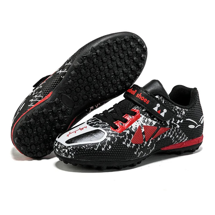 Children Football Shoes Soccer Boots Kids Boy Girl Sneakers New Leather High Top Soccer Cleats Training Outdoor Hook & Loop