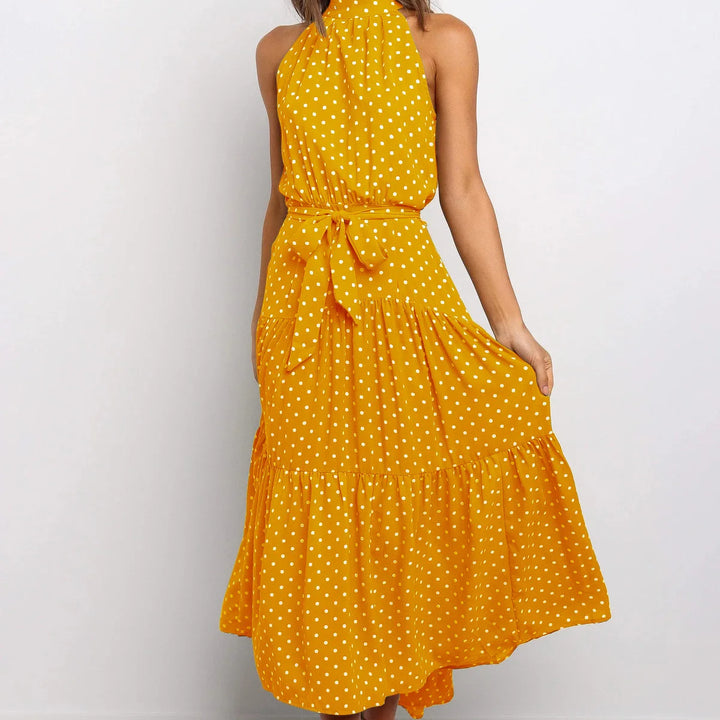 Long Dress Polka Dot Casual Dress Black Sexy Halter Clothes For Women