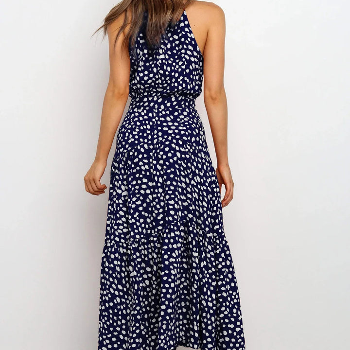 Long Dress Polka Dot Casual Dress Black Sexy Halter Clothes For Women