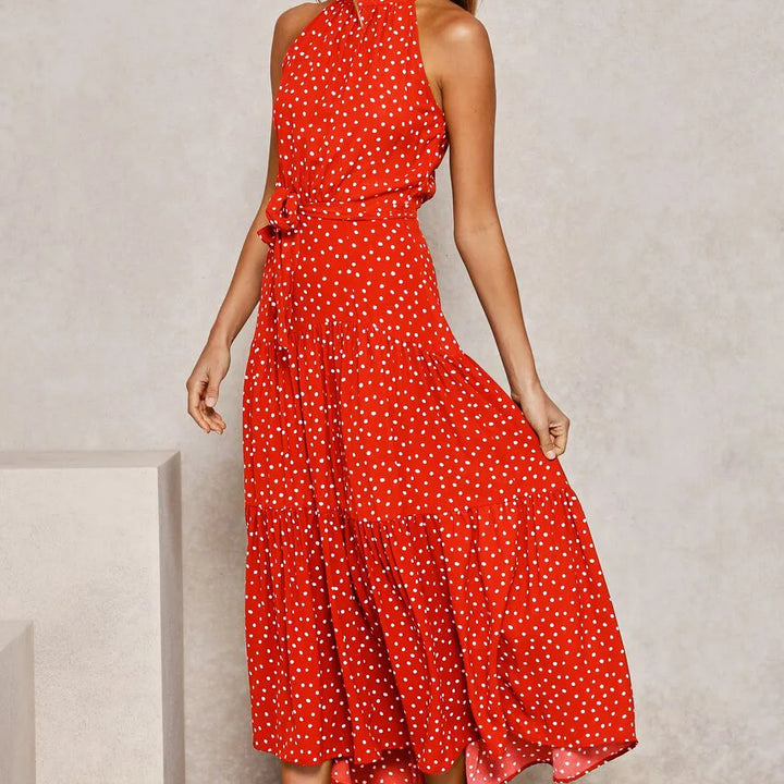 Long Dress Polka Dot Casual Dress Black Sexy Halter Clothes For Women