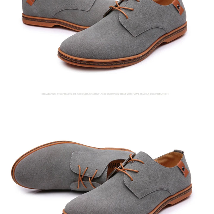 Spring Suede Leather Men Shoes Oxford Casual Shoes Classic Sneakers Comfortable Footwear Dress Shoes Large Size Flats