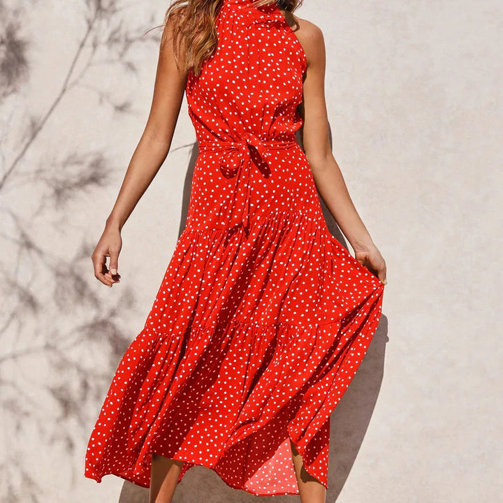 Long Dress Polka Dot Casual Dress Black Sexy Halter Clothes For Women