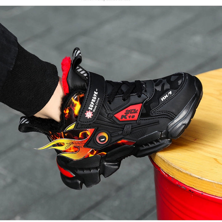 Winter Kids Shoes Boys Non-slip Sport Shoes Outdoor Snow Ankle Boots Waterproof Warm Sneakers Child High Top Cotton Casual Shoes