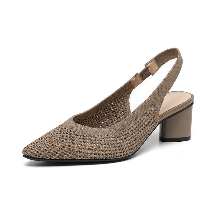 Pointed-Toe Hollowed Breathable Knitted High Heels Women's 2025 New Arrival Flying Woven Princess Shoes Casual Slingback Sandals Chunky Heel