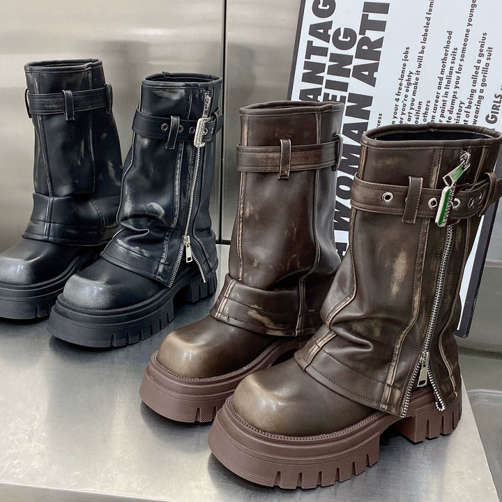 Maillard Western Cowboy Boot Sexy Wind Small Man Raise the Bottom Boots Summer Ankle Boots Spring & Fall Pile Style Boots