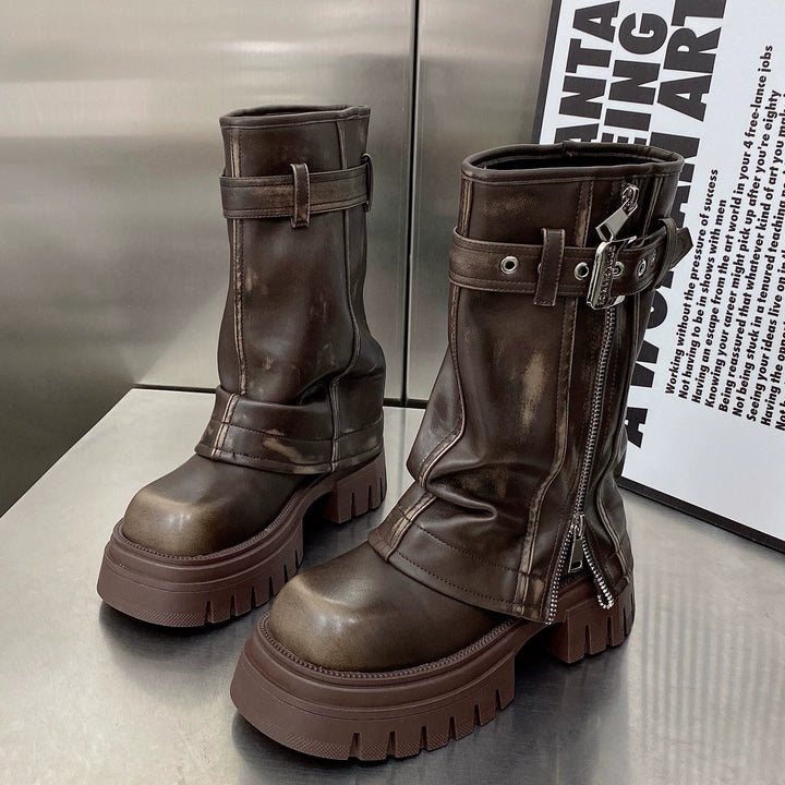 Maillard Western Cowboy Boot Sexy Wind Small Man Raise the Bottom Boots Summer Ankle Boots Spring & Fall Pile Style Boots