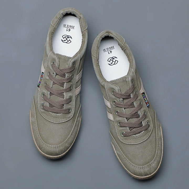Men's Shoes Spring & Fall Breathable Deodorizing Filter Canvas Shoes Men's Trendy Lace up Men Casual Shoes Soft Bottom Driving Old Beijing Cloth Shoes
