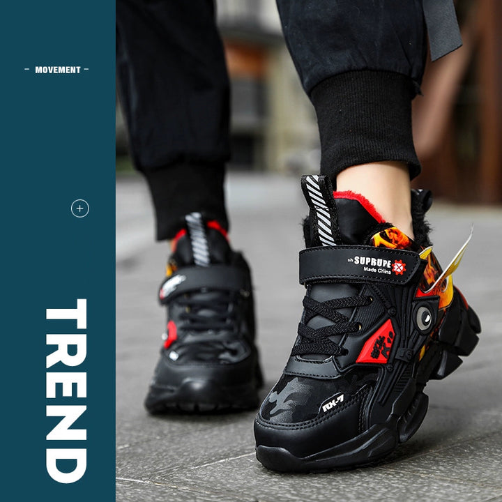Winter Kids Shoes Boys Non-slip Sport Shoes Outdoor Snow Ankle Boots Waterproof Warm Sneakers Child High Top Cotton Casual Shoes