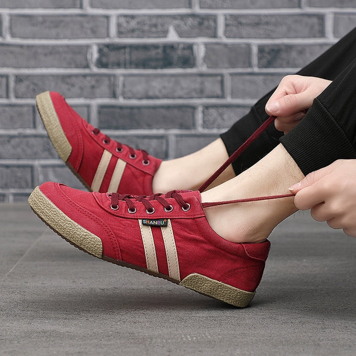 Men's Shoes Spring & Fall Breathable Deodorizing Filter Canvas Shoes Men's Trendy Lace up Men Casual Shoes Soft Bottom Driving Old Beijing Cloth Shoes