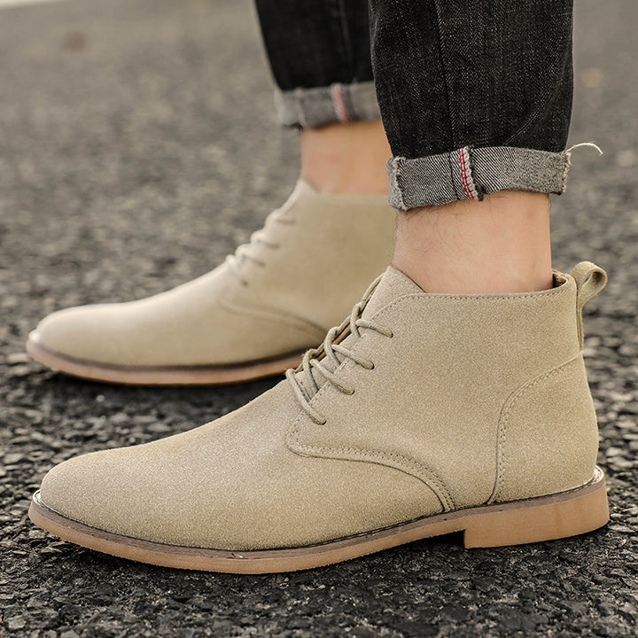 Korean Style Autumn Frosted Casual plus Size High-Top Leather Shoes