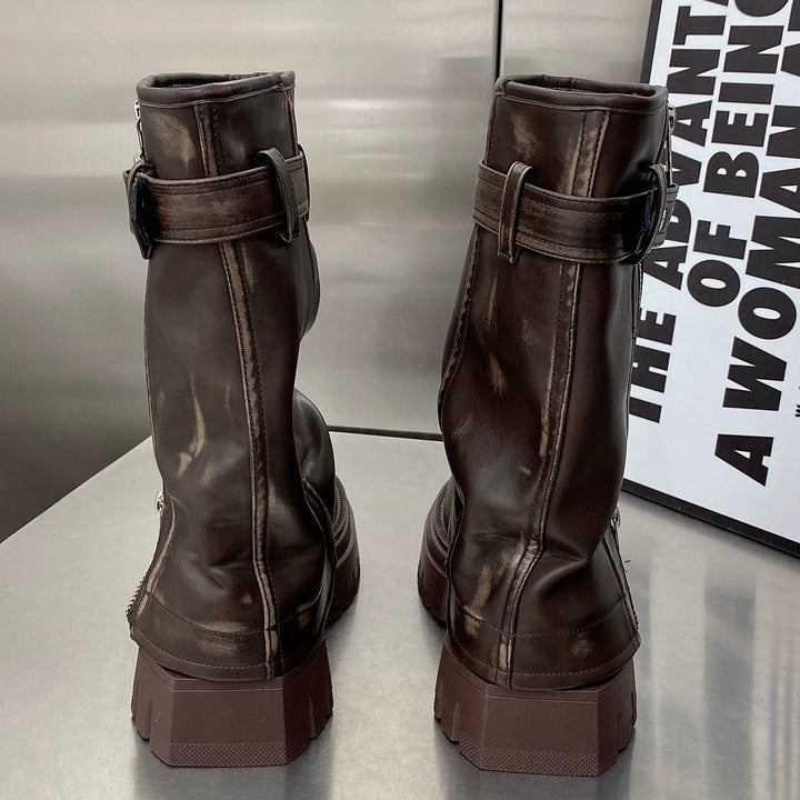 Maillard Western Cowboy Boot Sexy Wind Small Man Raise the Bottom Boots Summer Ankle Boots Spring & Fall Pile Style Boots