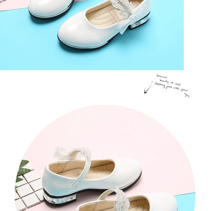 Girl Princess Little Leather Shoes 2025 New Arrival Kids Black Crystal Student Performance Flats Children's Soft Sole Children's Shoes