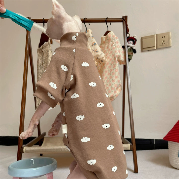 Sphinx Hairless Cat Clothes German Curly Cat Autumn Infant Fabric Pure Cotton Comfortable Close-Fitting Active Cat