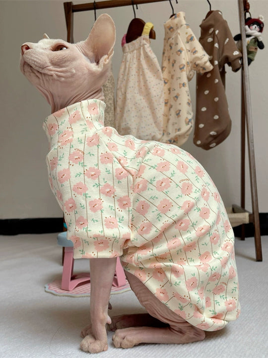 Sphinx Hairless Cat Clothes German Curly Cat Autumn Infant Fabric Pure Cotton Comfortable Close-Fitting Active Cat