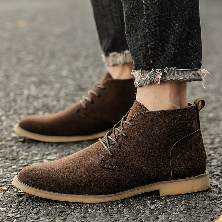 Korean Style Autumn Frosted Casual plus Size High-Top Leather Shoes