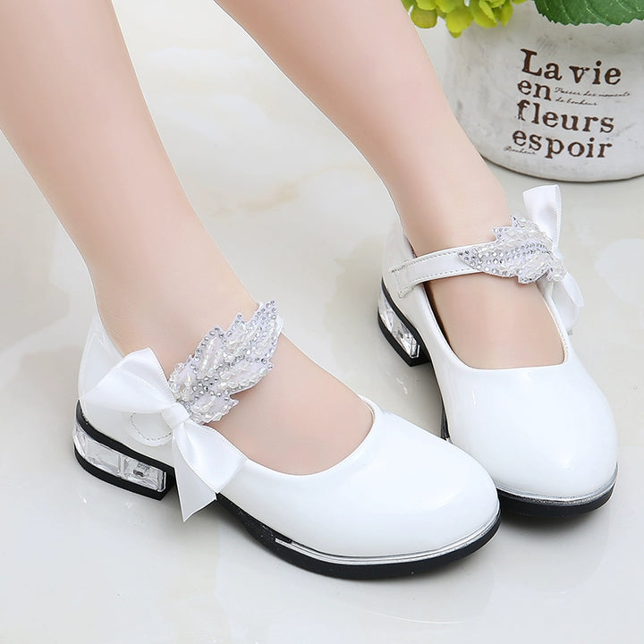 Girl Princess Little Leather Shoes 2025 New Arrival Kids Black Crystal Student Performance Flats Children's Soft Sole Children's Shoes