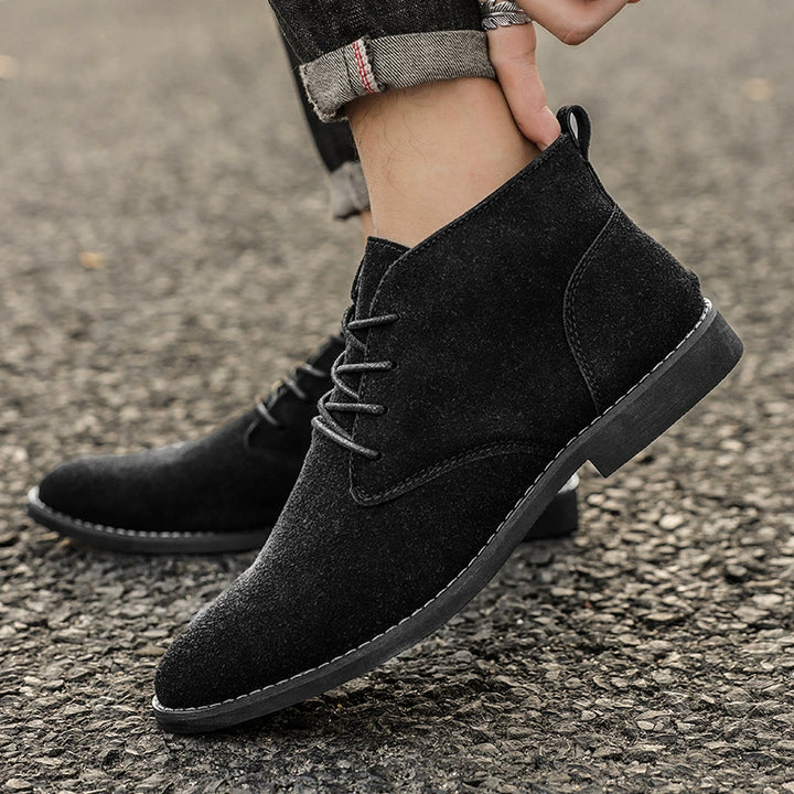 Korean Style Autumn Frosted Casual plus Size High-Top Leather Shoes