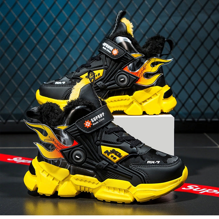 Winter Kids Shoes Boys Non-slip Sport Shoes Outdoor Snow Ankle Boots Waterproof Warm Sneakers Child High Top Cotton Casual Shoes