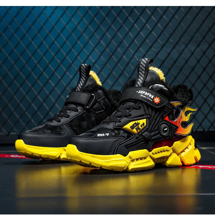 Winter Kids Shoes Boys Non-slip Sport Shoes Outdoor Snow Ankle Boots Waterproof Warm Sneakers Child High Top Cotton Casual Shoes